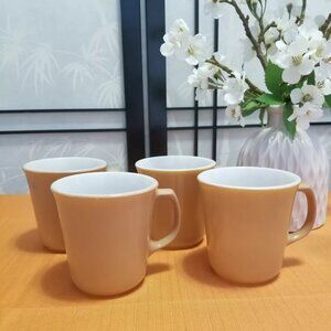 Vintage Corning Ware Mocha Brown Coffee Mugs - Set of 4